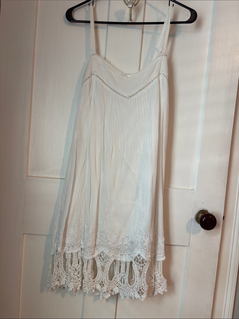 Free People White Lace-Trim Mini Dress